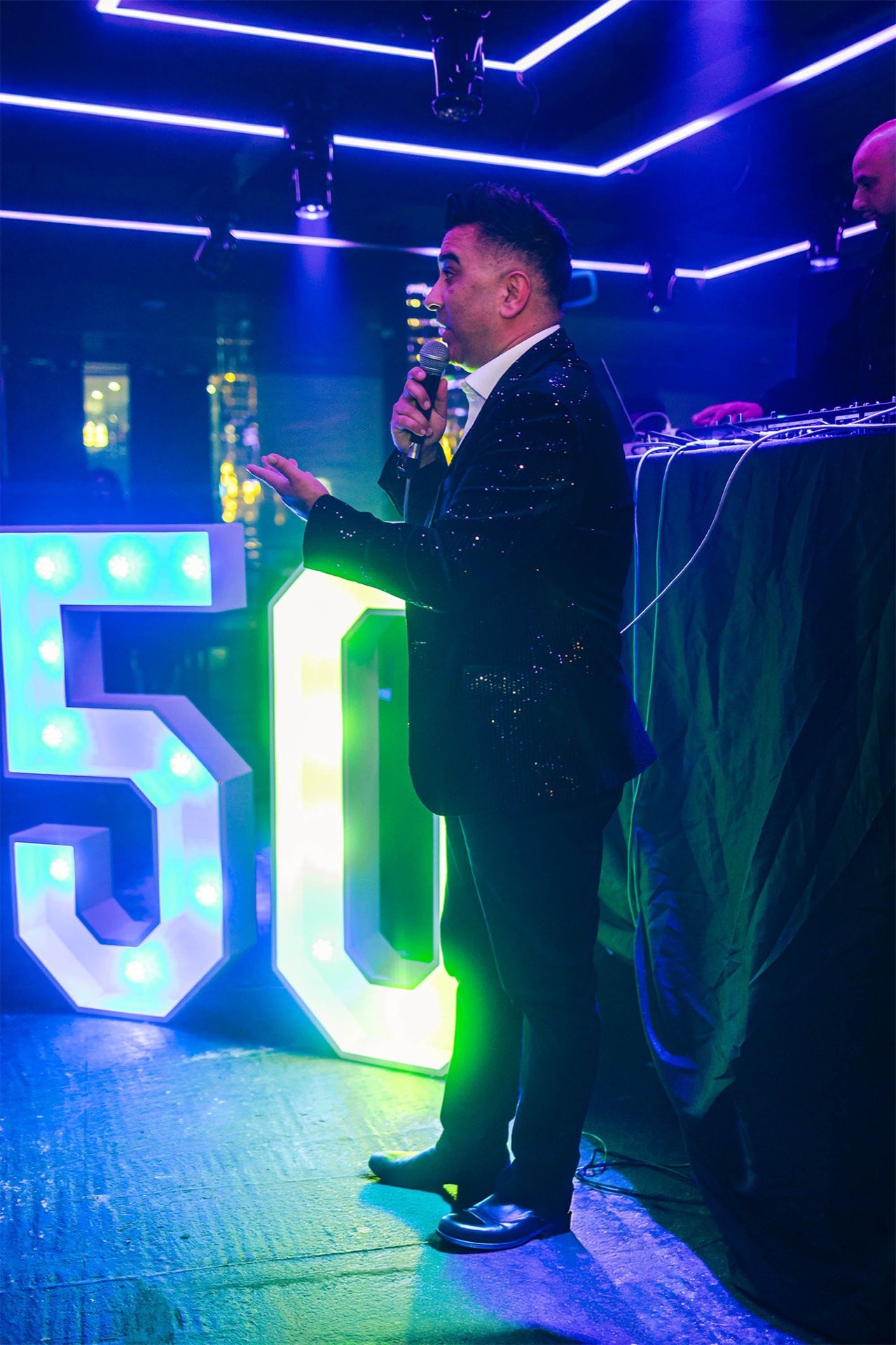 LED numbers hire at a birthday celebration